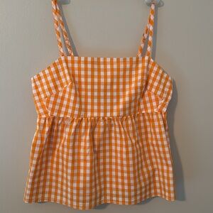 J. Crew Gingham Tie Back Strappy Babydoll Top